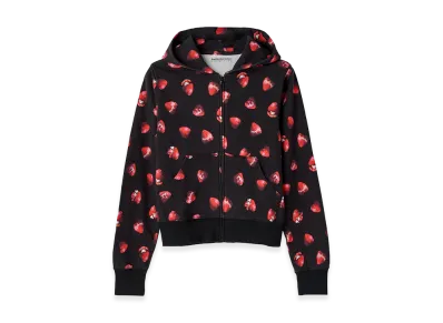 HYSTERIC GLAMOUR Women's My Strawberry Pattern Hoodie "Other Black"