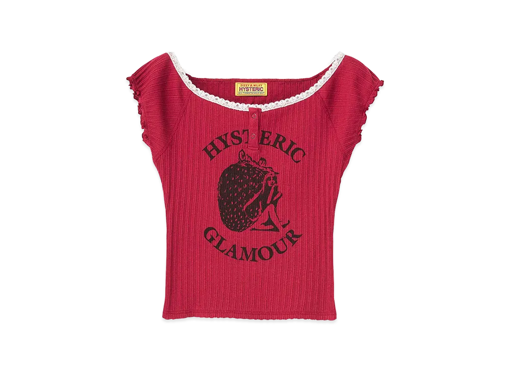 HYSTERIC GLAMOUR Women's Strawberry Freak Baby Tee "Pink"