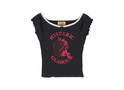 HYSTERIC GLAMOUR Women's Strawberry Freak Baby Tee "Black"
