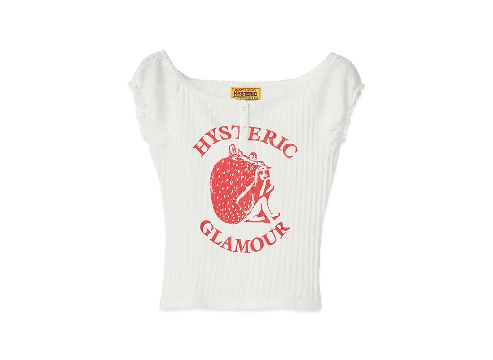 HYSTERIC GLAMOUR Women's Strawberry Freak Baby Tee "White"