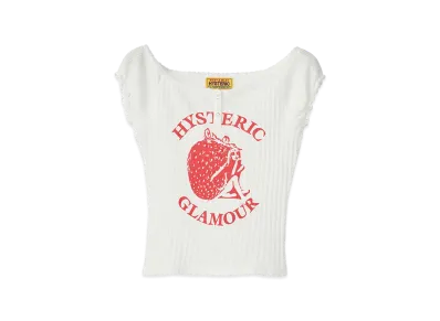 HYSTERIC GLAMOUR Women's Strawberry Freak Baby Tee "White"