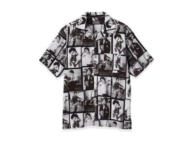 HYSTERIC GLAMOUR Dennis Morris/Sid 1977 Pattern Open Collar Shirt "Other Black"
