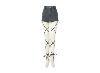 HYSTERIC GLAMOUR Women's Side Gather Leg Wrap Shorts "Black"