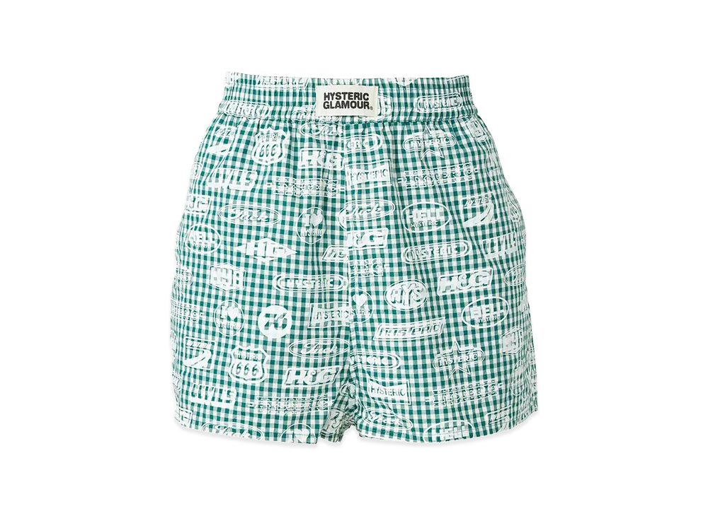 HYSTERIC GLAMOUR Women's HG Racing Pattern Gingham Check Shorts "Other Green"