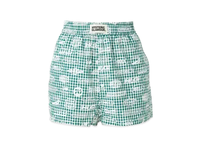 HYSTERIC GLAMOUR Women's HG Racing Pattern Gingham Check Shorts "Other Green"