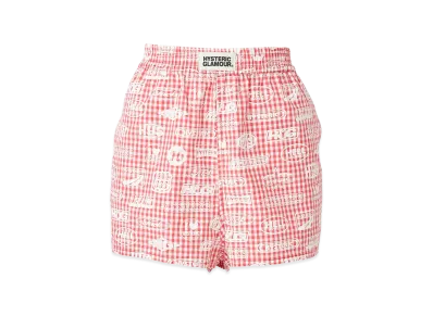 HYSTERIC GLAMOUR Women's HG Racing Pattern Gingham Check Shorts "Other Pink"