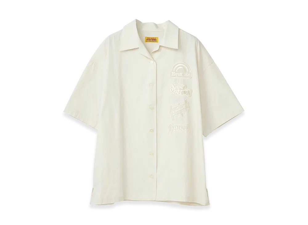 HYSTERIC GLAMOUR Women's Guitar Girl Embroidered Oversized Shirt "White"
