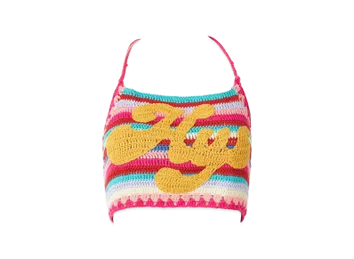HYSTERIC GLAMOUR Women's HYS Logo Hand-Knit Halter Neck "Pink"