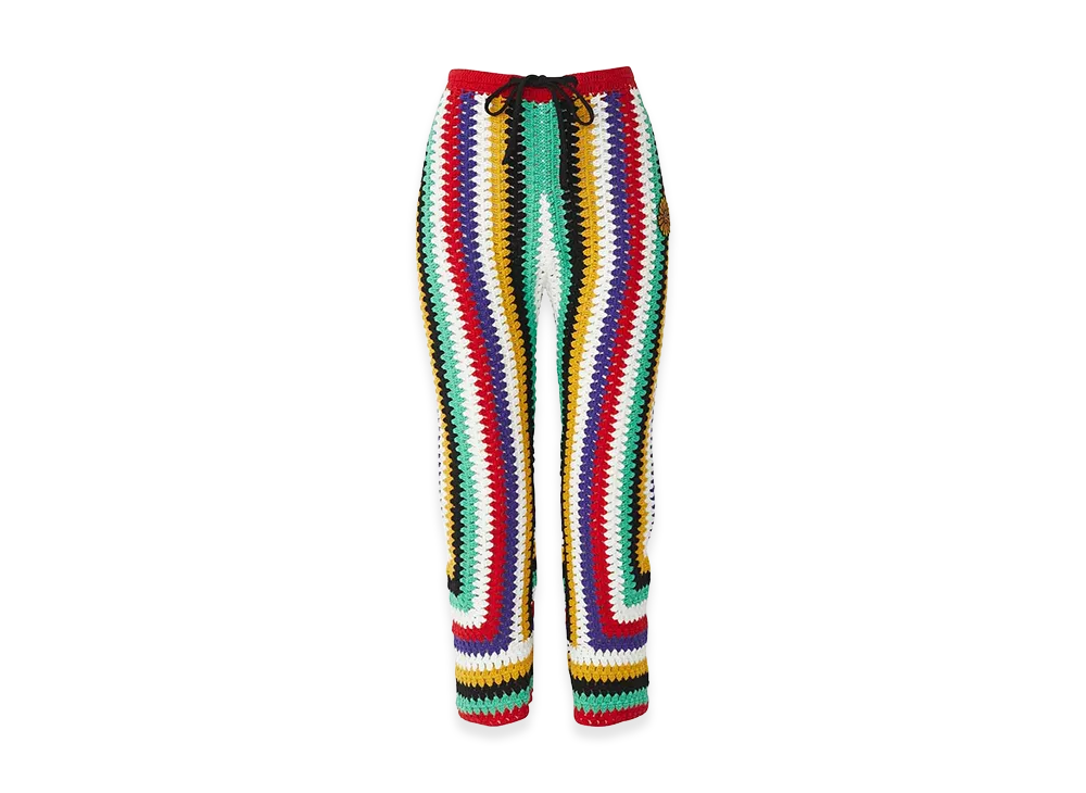 HYSTERIC GLAMOUR Women's Flower Power Patch Cropped Hand-Knit Pants "Multi"