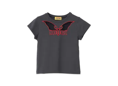 HYSTERIC GLAMOUR Women's Bat Web Embroidered Baby Tee "Black"