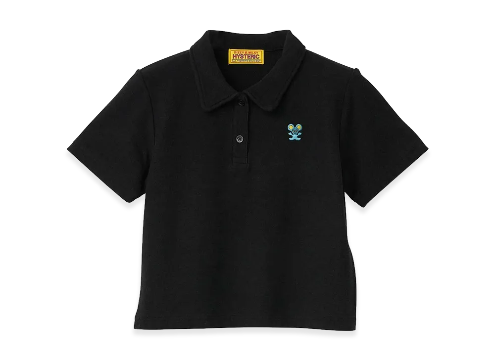 HYSTERIC GLAMOUR Women's HYS Mouse Embroidered Polo Shirt "Black"
