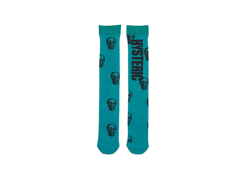 HYSTERIC GLAMOUR Women's Skull Knee-High Socks "Blue"