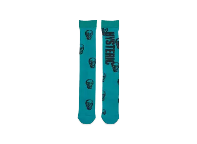 HYSTERIC GLAMOUR Women's Skull Knee-High Socks "Blue"