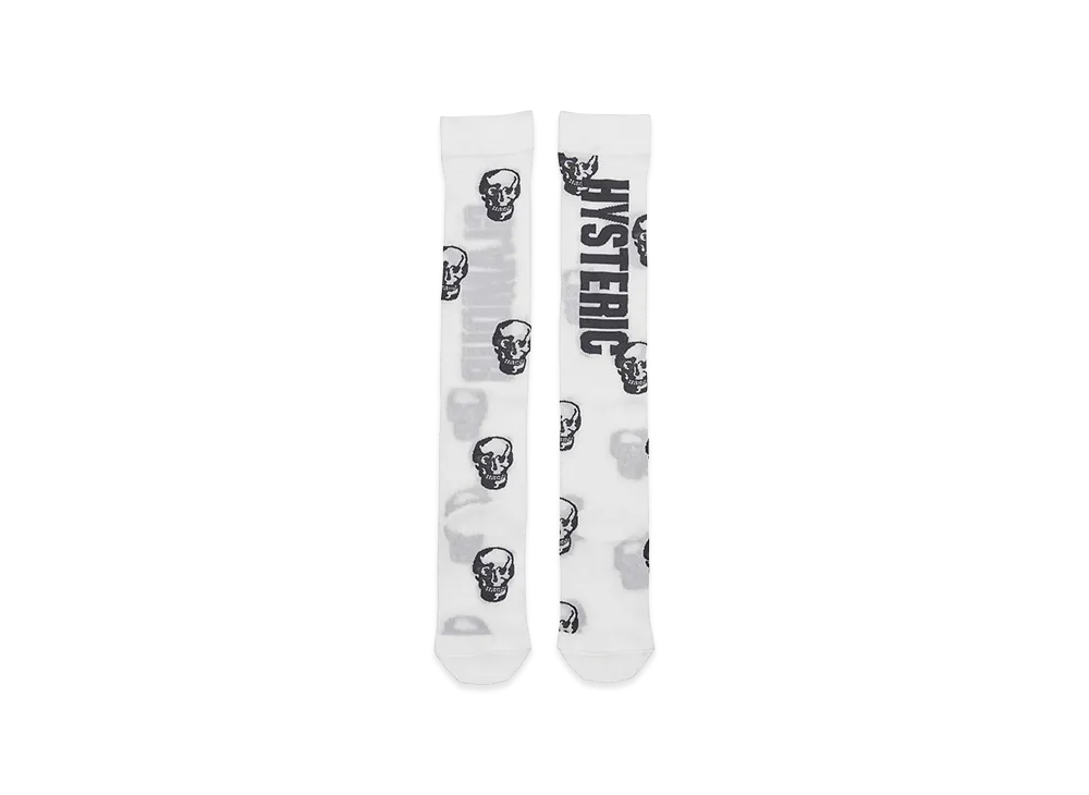 HYSTERIC GLAMOUR Women's Skull Knee-High Socks "White"