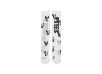 HYSTERIC GLAMOUR Women's Skull Knee-High Socks "White"