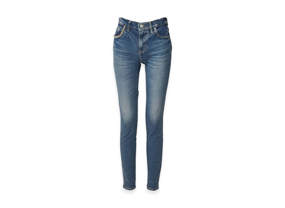 HYSTERIC GLAMOUR Women's HYS SP Processed Skinny Denim Pants "Light Indigo Blue"
