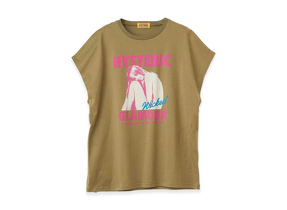 HYSTERIC GLAMOUR Women's Vacation Time T-Shirt "Khaki"