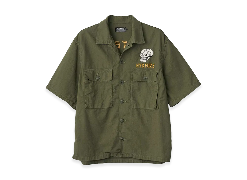 HYSTERIC GLAMOUR Snake&Skull Embroidery Utility Shirt "Khaki"