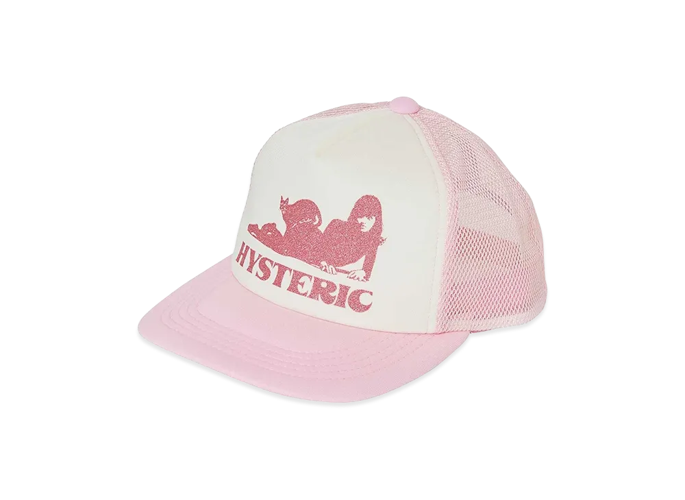 HYSTERIC GLAMOUR Women's Black Cat Woman Mesh Cap "Pink"