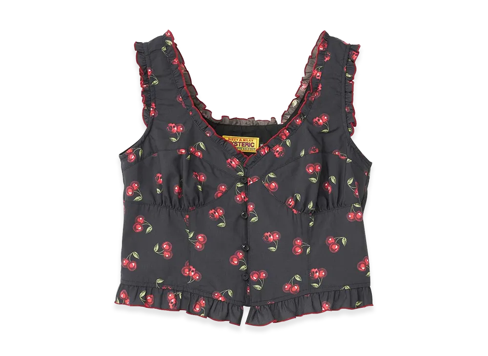 HYSTERIC GLAMOUR Women's Hysteric Glamour Skull Cherry Frill Bustier "Other Black"