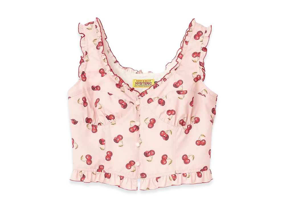 HYSTERIC GLAMOUR Women's Hysteric Glamour Skull Cherry Frill Bustier "Other Pink"