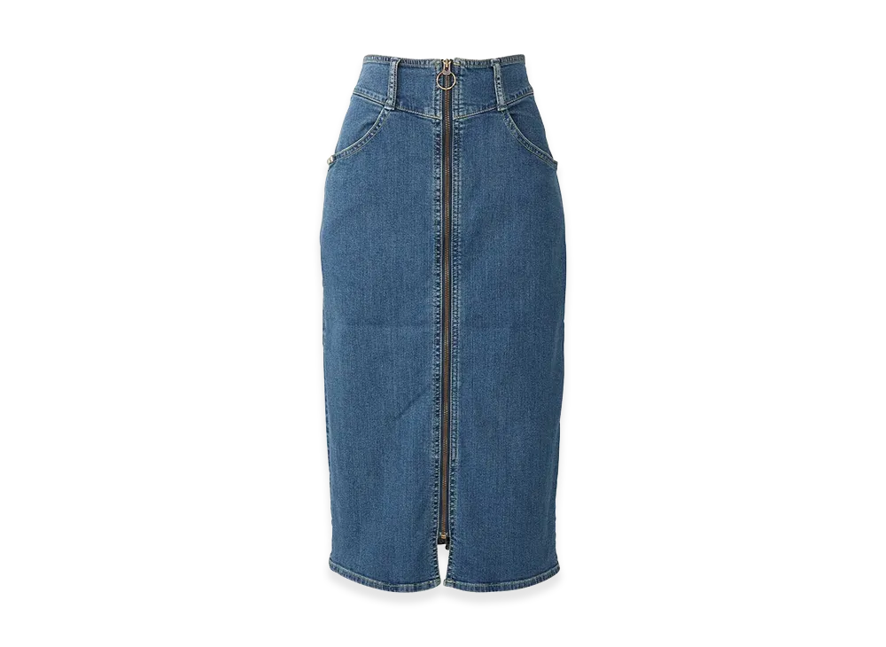 HYSTERIC GLAMOUR Women's Hysteric Glamour Front Zip Tight Denim Skirt "Light Indigo Blue"