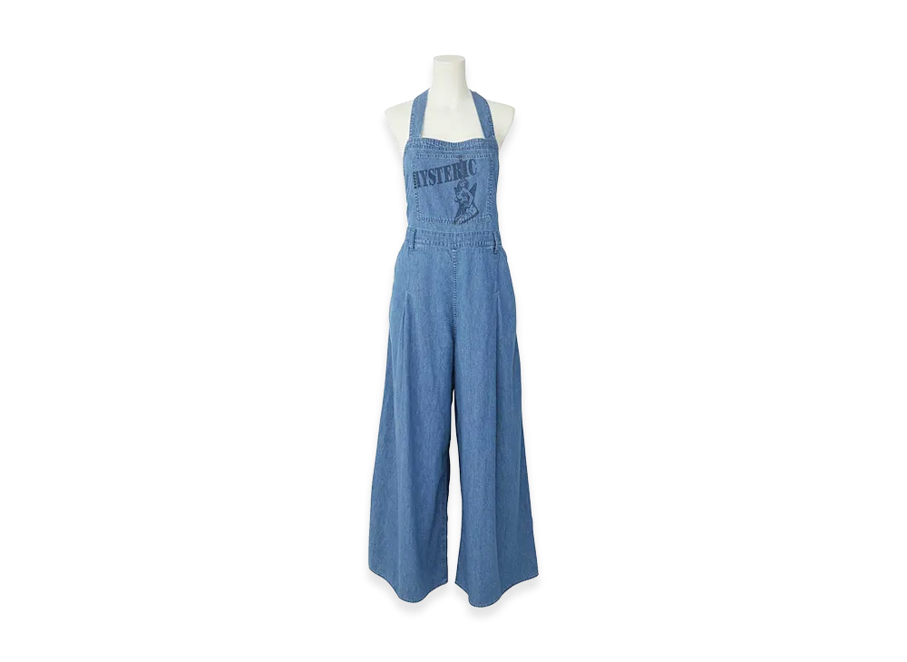 HYSTERIC GLAMOUR Women's Hysteric Glamour Guitar Girl Cotton Linen Denim Overalls "Light Indigo Blue"
