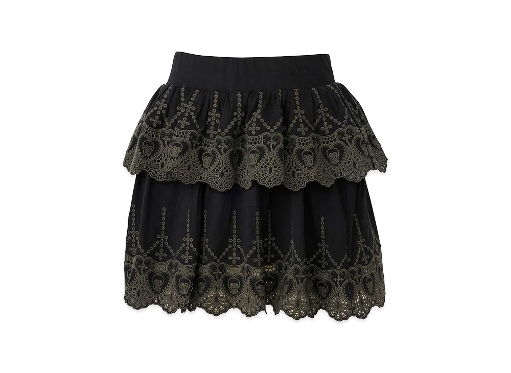 HYSTERIC GLAMOUR Women's Hysteric Glamour Skull Lace Scallop Embroidered Skirt "Black"