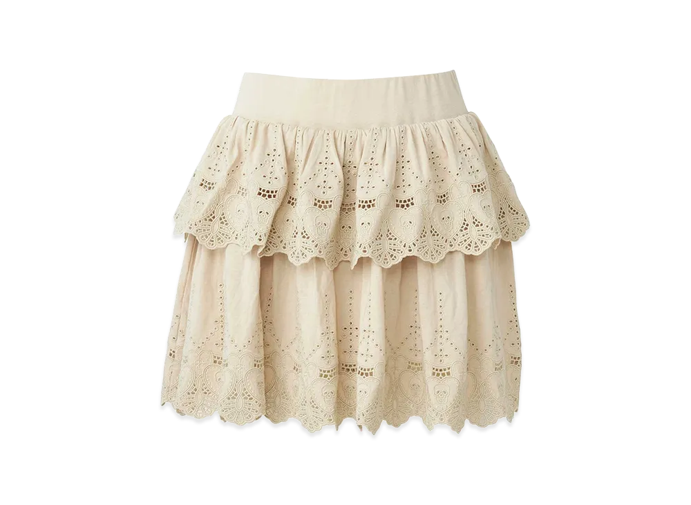 HYSTERIC GLAMOUR Women's Hysteric Glamour Skull Lace Scallop Embroidered Skirt "Beige"