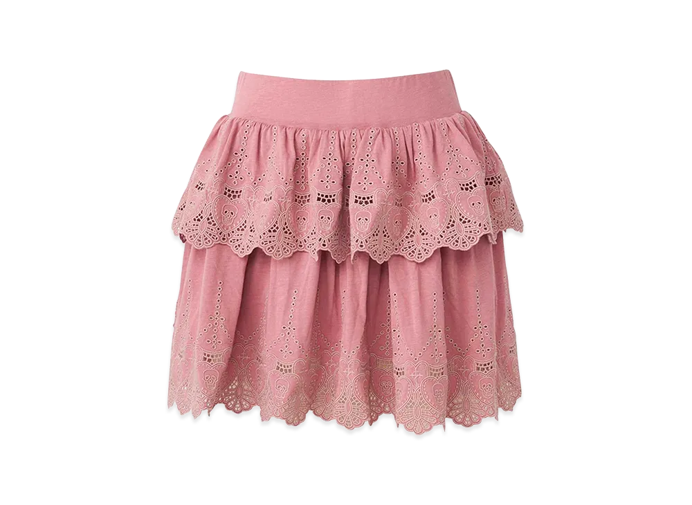 HYSTERIC GLAMOUR Women's Hysteric Glamour Skull Lace Scallop Embroidered Skirt "Pink"