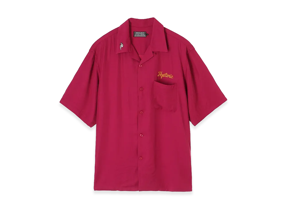 HYSTERIC GLAMOUR Super Fuzz Garage Embroidered Bowling Shirt "Pink"