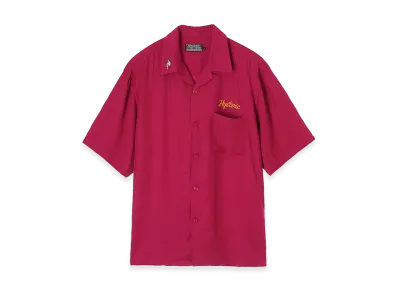 HYSTERIC GLAMOUR Super Fuzz Garage Embroidered Bowling Shirt "Pink"