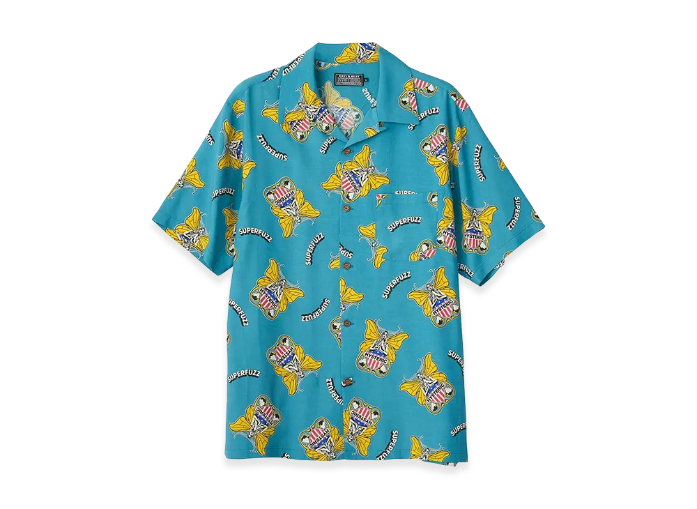 HYSTERIC GLAMOUR Levitated Girl Open Collar Shirt "Other Blue"