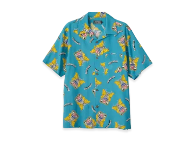 HYSTERIC GLAMOUR Levitated Girl Open Collar Shirt "Other Blue"