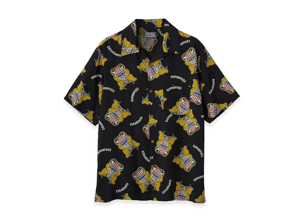 HYSTERIC GLAMOUR Levitated Girl Open Collar Shirt "Other Black"