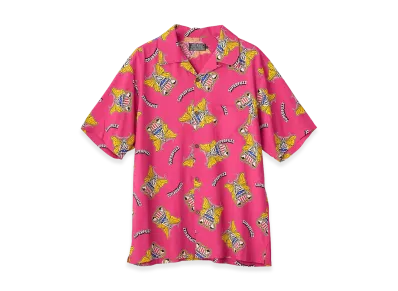 HYSTERIC GLAMOUR Levitated Girl Open Collar Shirt "Other Pink"
