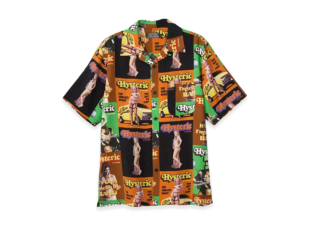 HYSTERIC GLAMOUR HG Magazine Open Collar Shirt "Multi"