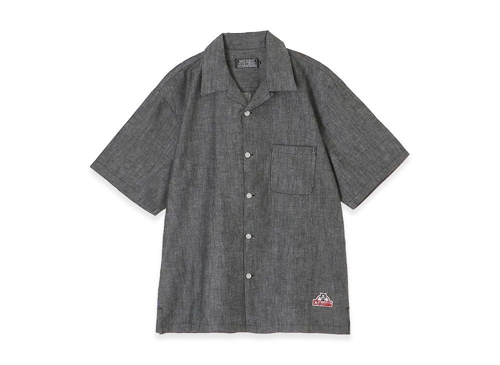 HYSTERIC GLAMOUR See No Evil Patch Open Collar Shirt "Black"