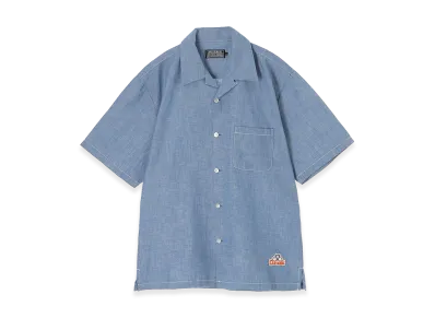 HYSTERIC GLAMOUR See No Evil Patch Open Collar Shirt "Blue"