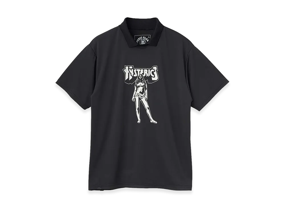 HYSTERIC GLAMOUR Bad Ass Mama Polo Neck Functional T-Shirt "Black"