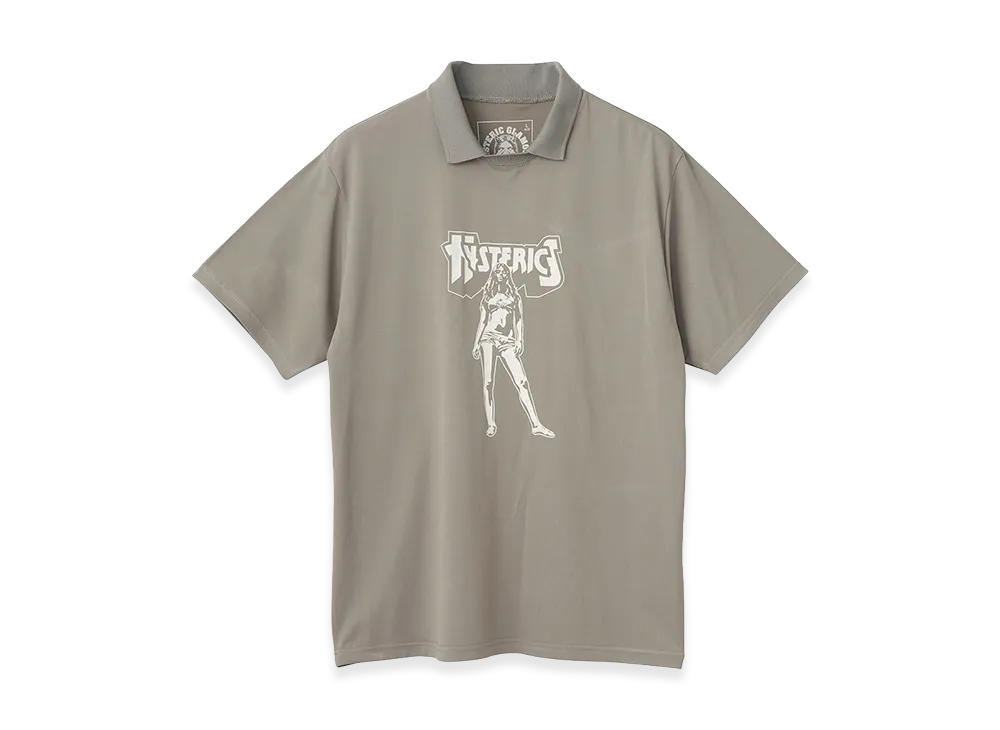 HYSTERIC GLAMOUR Bad Ass Mama Polo Neck Functional T-Shirt "Khaki"