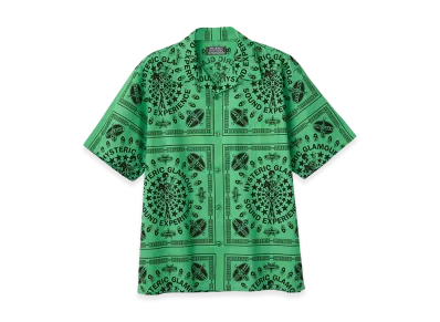 HYSTERIC GLAMOUR Sound Experience Pattern Open Collar Shirt "Green"