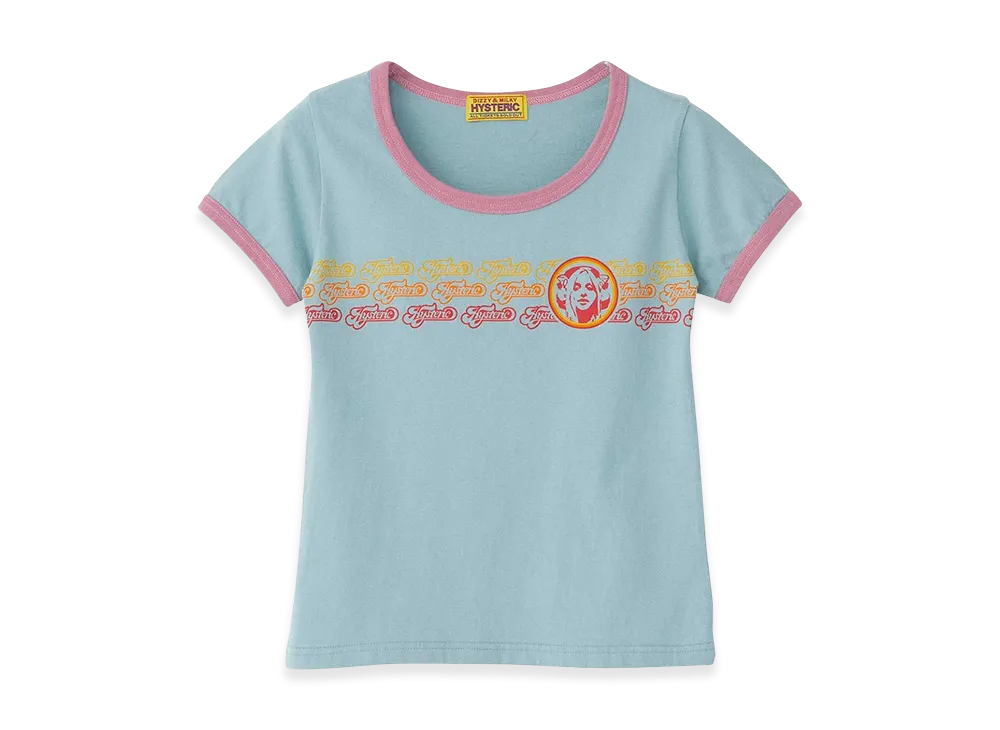 HYSTERIC GLAMOUR Women's Creamy Logo Line Baby Tee "Green"
