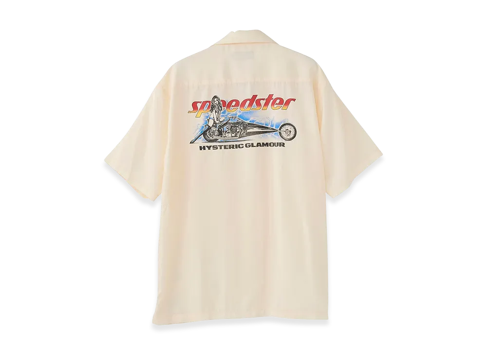 HYSTERIC GLAMOUR Speedster Heavy Metal Open Collar Shirt "White"