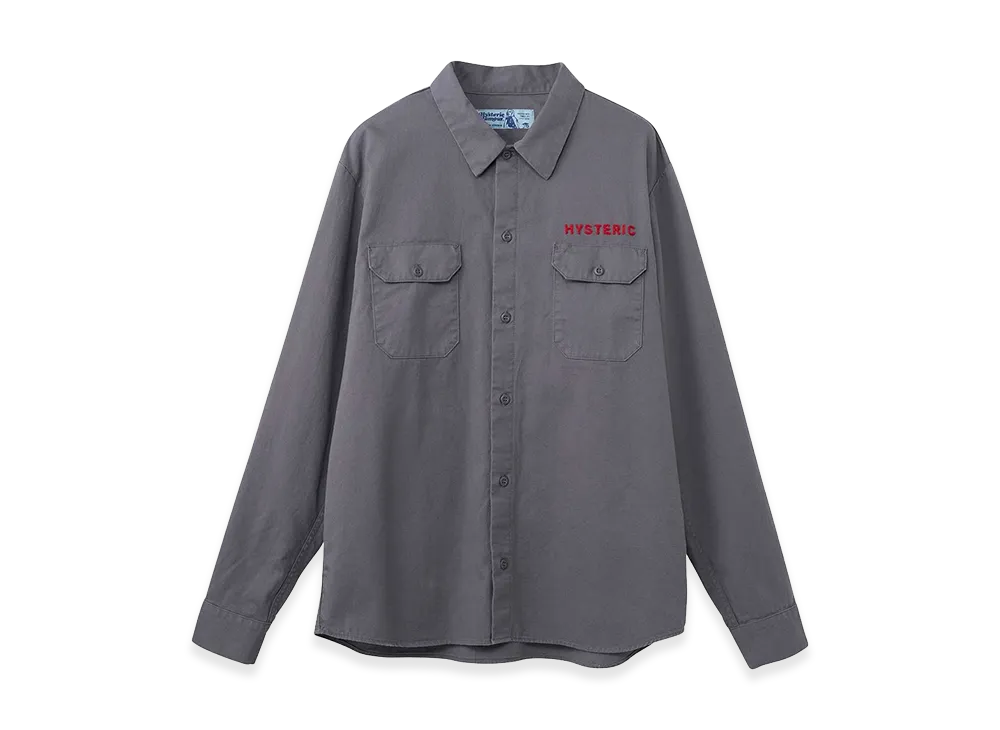HYSTERIC GLAMOUR Drum Kit Embroidered Engineer Shirt "Gray"
