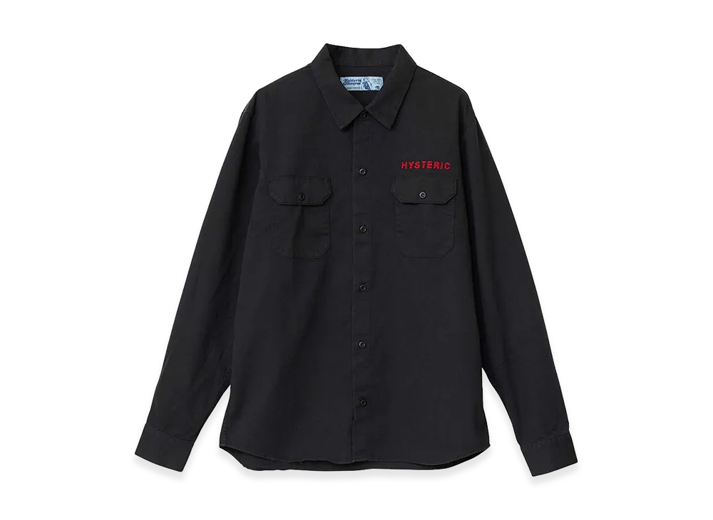 HYSTERIC GLAMOUR Drum Kit Embroidered Engineer Shirt "Black"