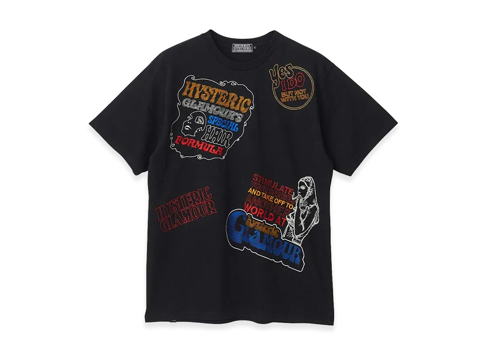HYSTERIC GLAMOUR Hysteric Scratch Embroidered T-Shirt "Black"