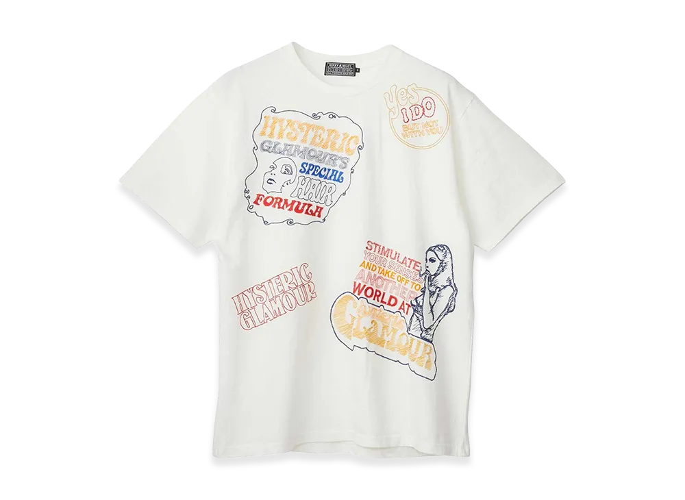 HYSTERIC GLAMOUR Hysteric Scratch Embroidered T-Shirt "White"