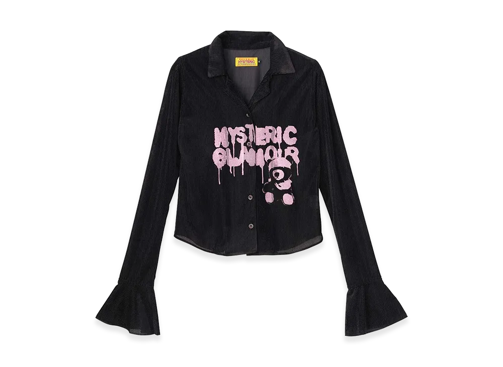 HYSTERIC GLAMOUR Women's Hysteric Teddy Bear Velour Tight Blouse "Black"