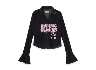 HYSTERIC GLAMOUR Women's Hysteric Teddy Bear Velour Tight Blouse "Black"